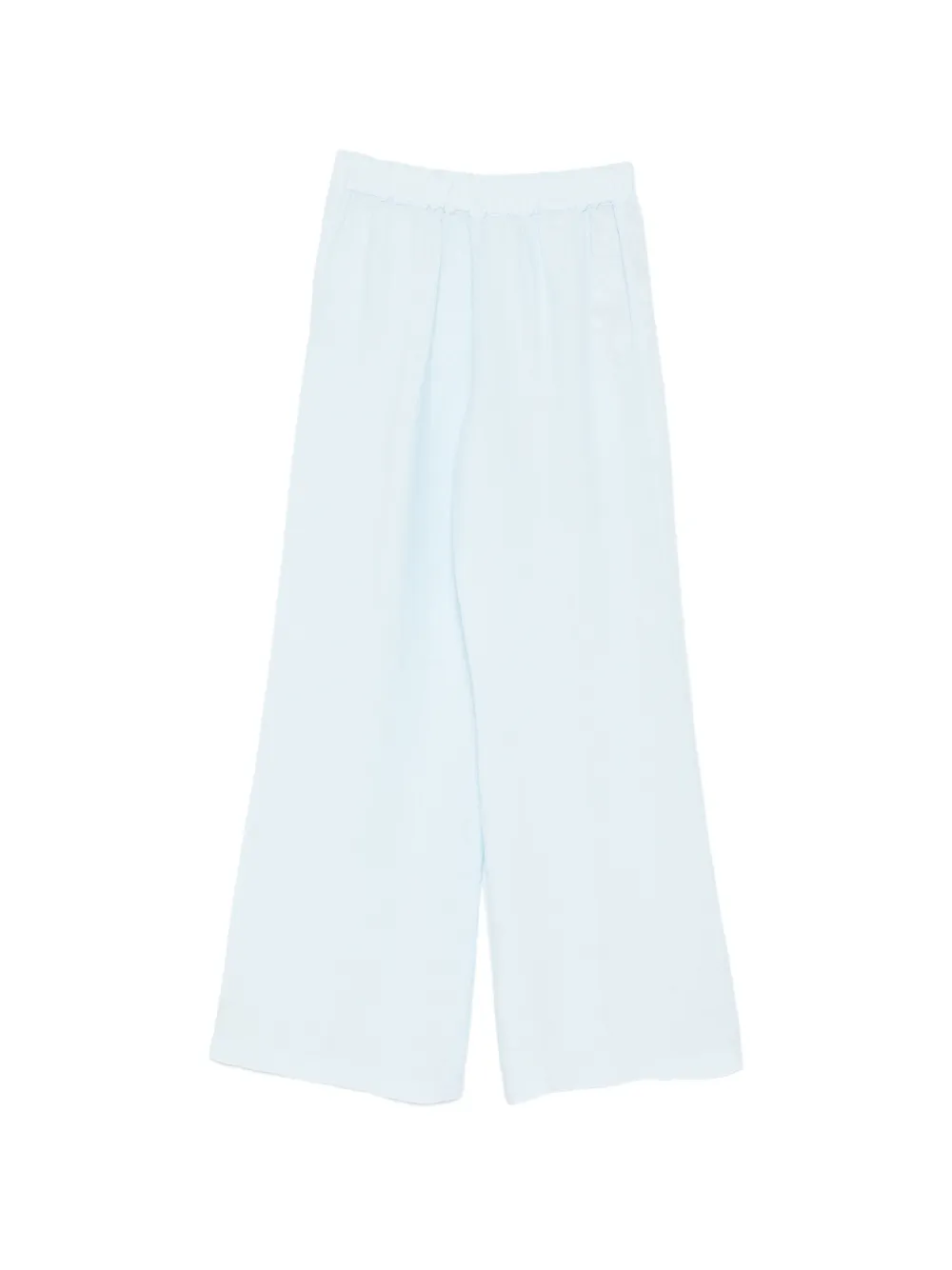 120% Lino elasticated-waist wide-leg trousers - Blu
