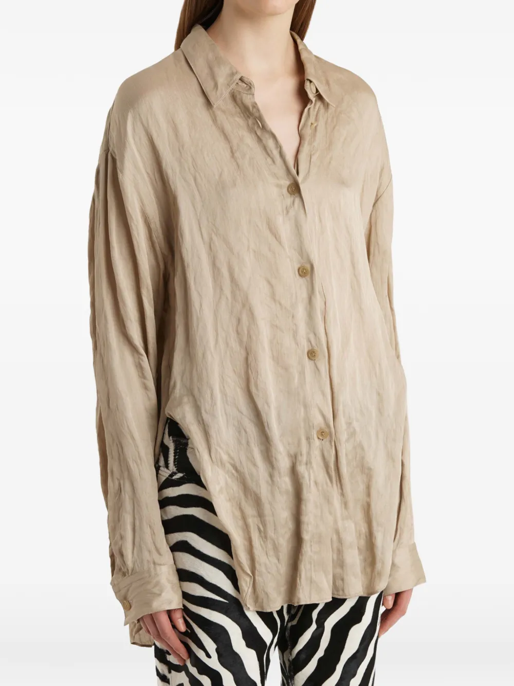 KHAITE Goya blouse met knopen Beige