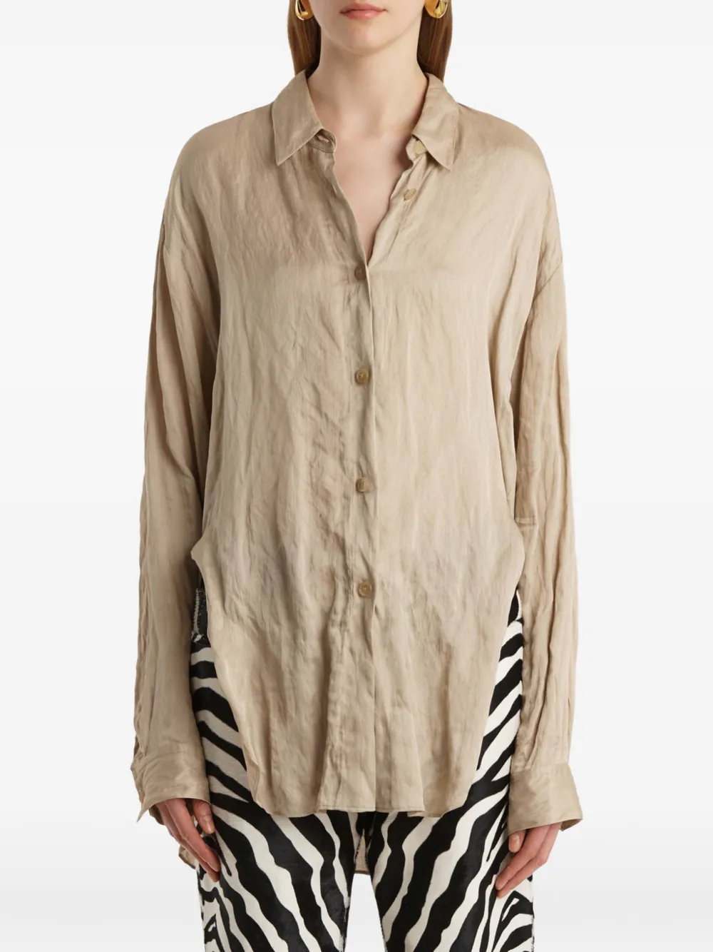 KHAITE Goya blouse met knopen Beige