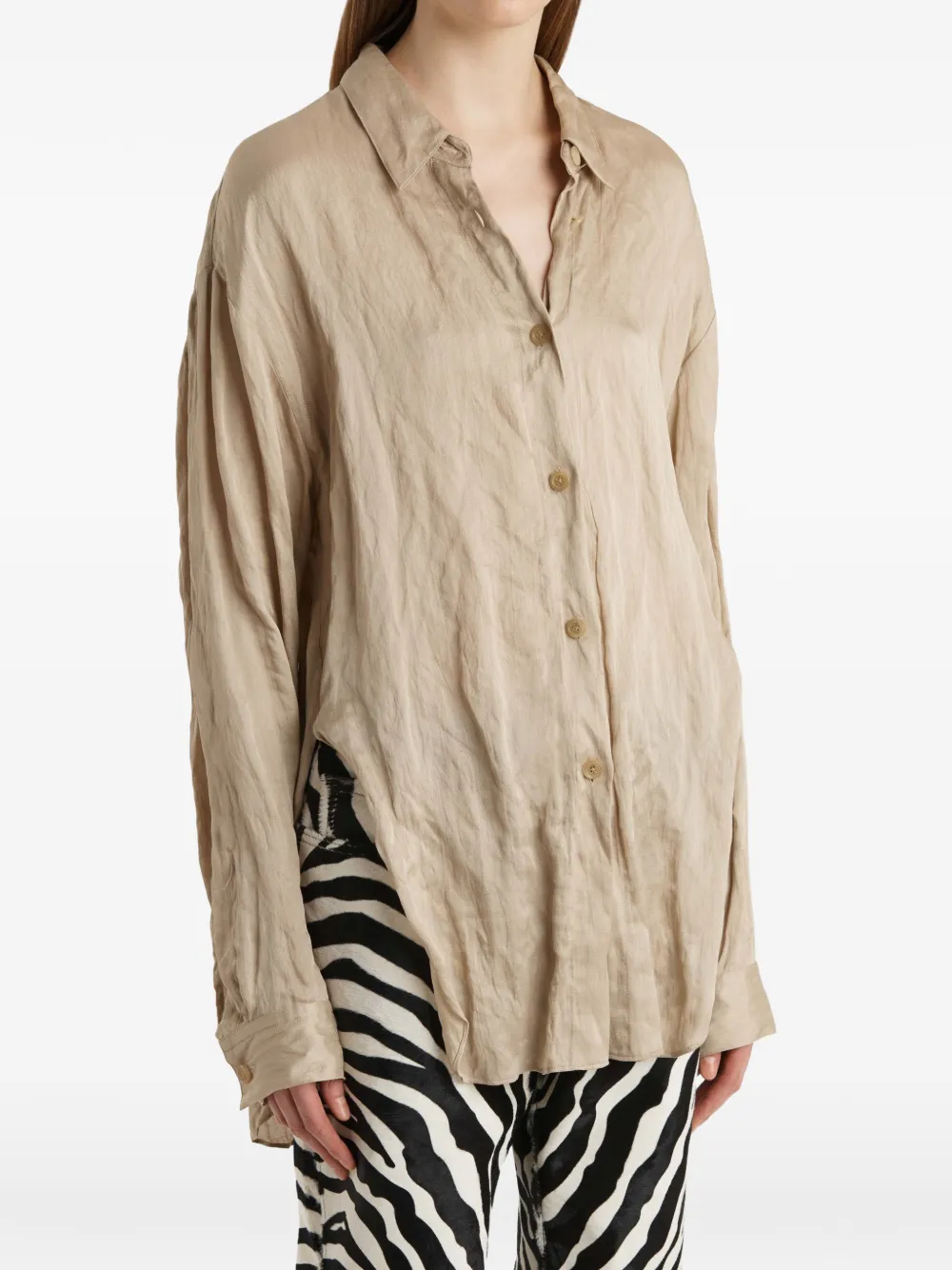 KHAITE Goya Button-down Shirt in Neutrals, view 5