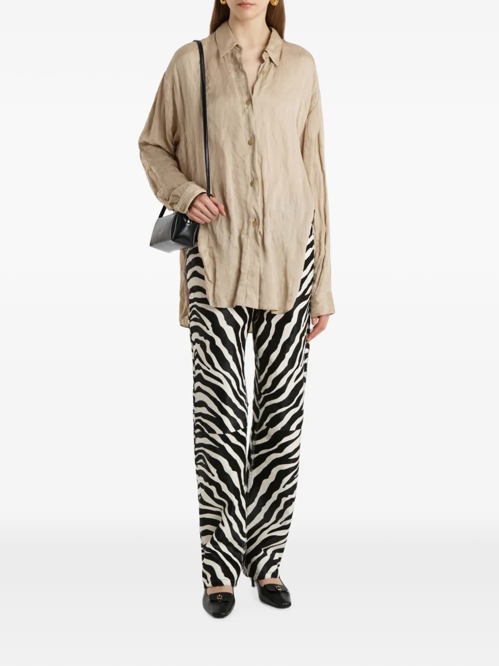 KHAITE Goya Button-down Shirt in Neutrals, view 3