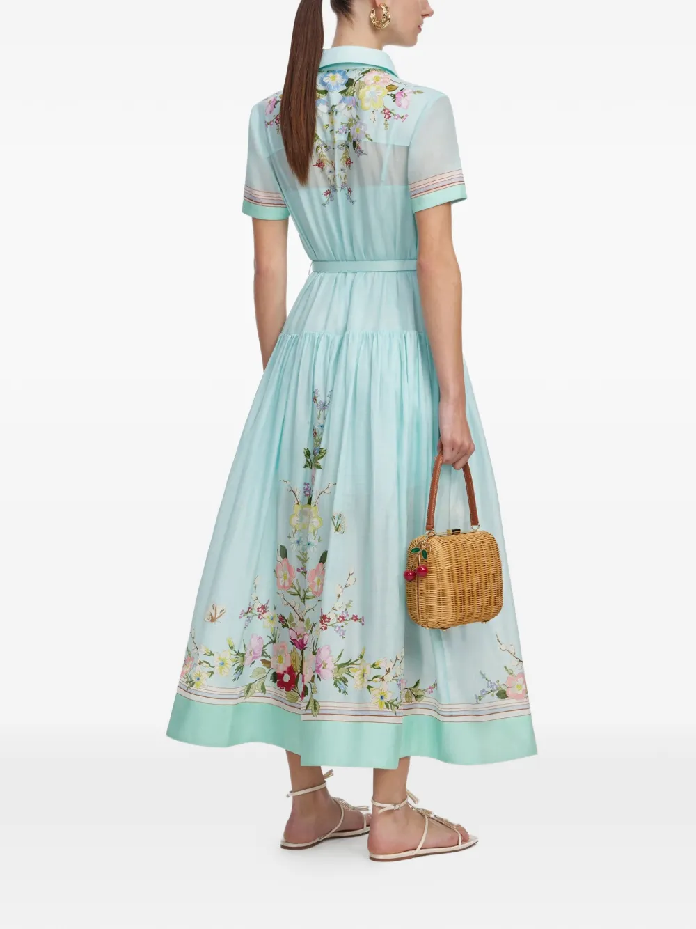 Self-Portrait Maxi-jurk met bloemenprint Blauw