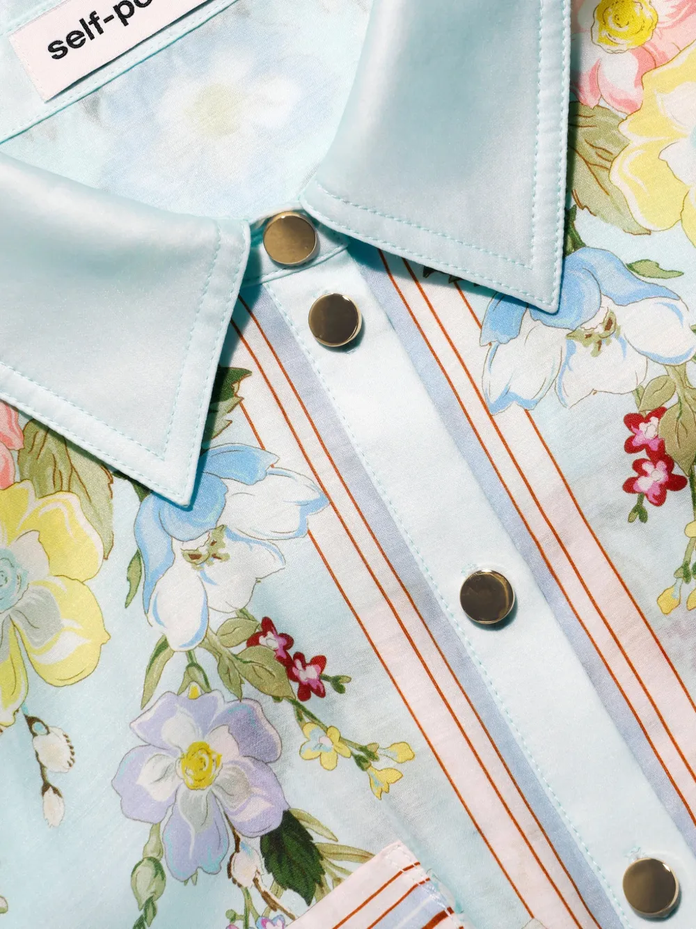 Self-Portrait Maxi-jurk met bloemenprint Blauw