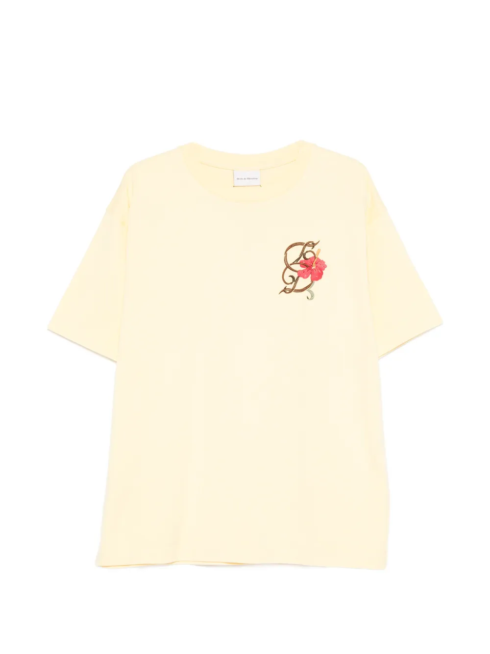 Drôle De Monsieur D Hibiscus Brodée T-shirt - Giallo