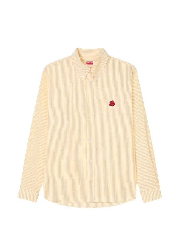 Kenzo Boke Flower Embroidered Cotton Shirt | Yellow | FARFETCH IN