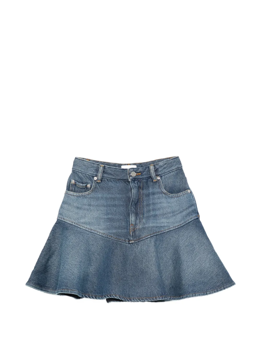 GANNI flared denim mini skirt - Blu