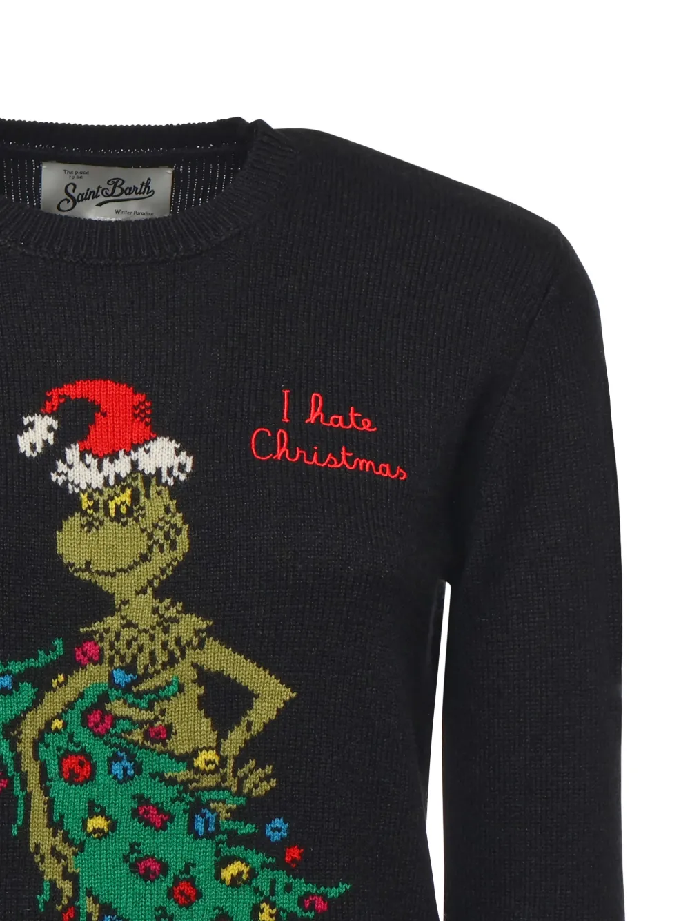 Mc2 Saint Barth X The Grinch Douglas Embroidered Sweater In Black