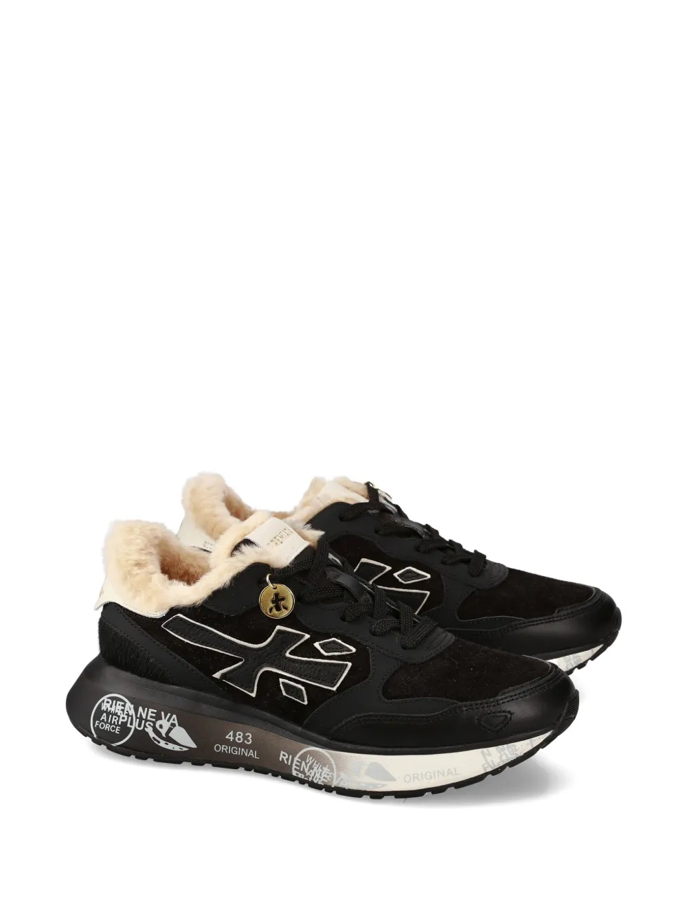 Premiata Lauryn fur logo trainers - Zwart
