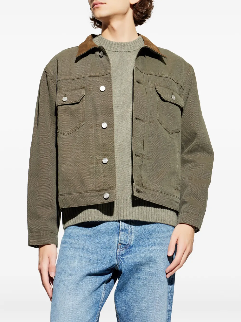 Frame Chest-pockets Collared Jacket In Green