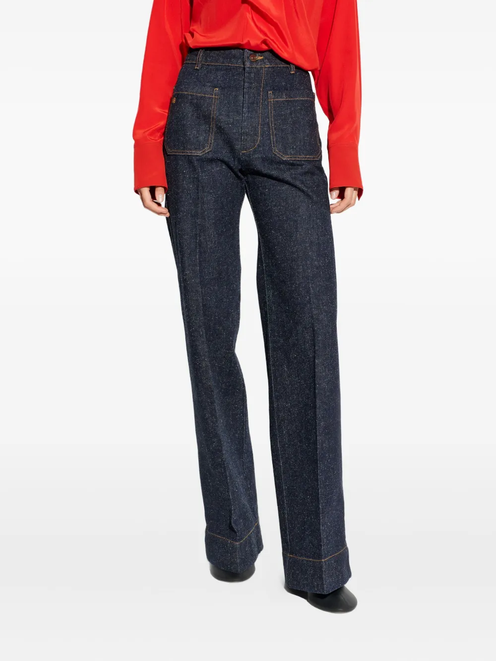 Victoria Beckham Patch-pocket Jeans In Blue