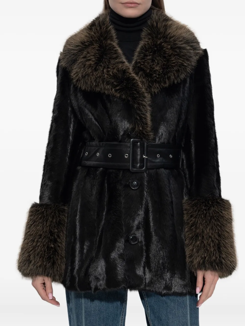 STAND STUDIO Fae jack met ceintuur Zwart