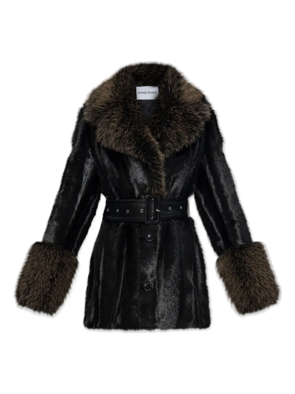 STAND STUDIO Fae belted collar jacket - ブラック STAND STUDIO Fae belted collar jacket - ブラック