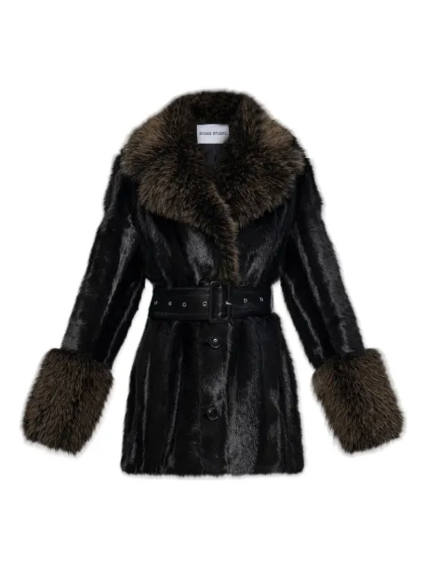 STAND STUDIO Fae belted collar jacket