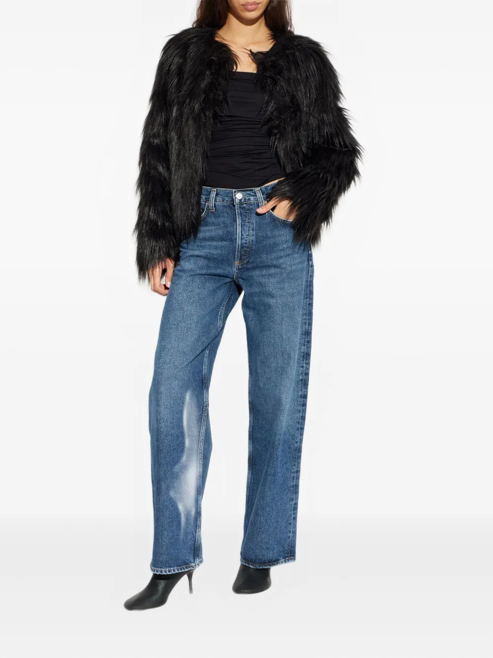 Stand Studio Eilish Faux-fur Jacket In Black
