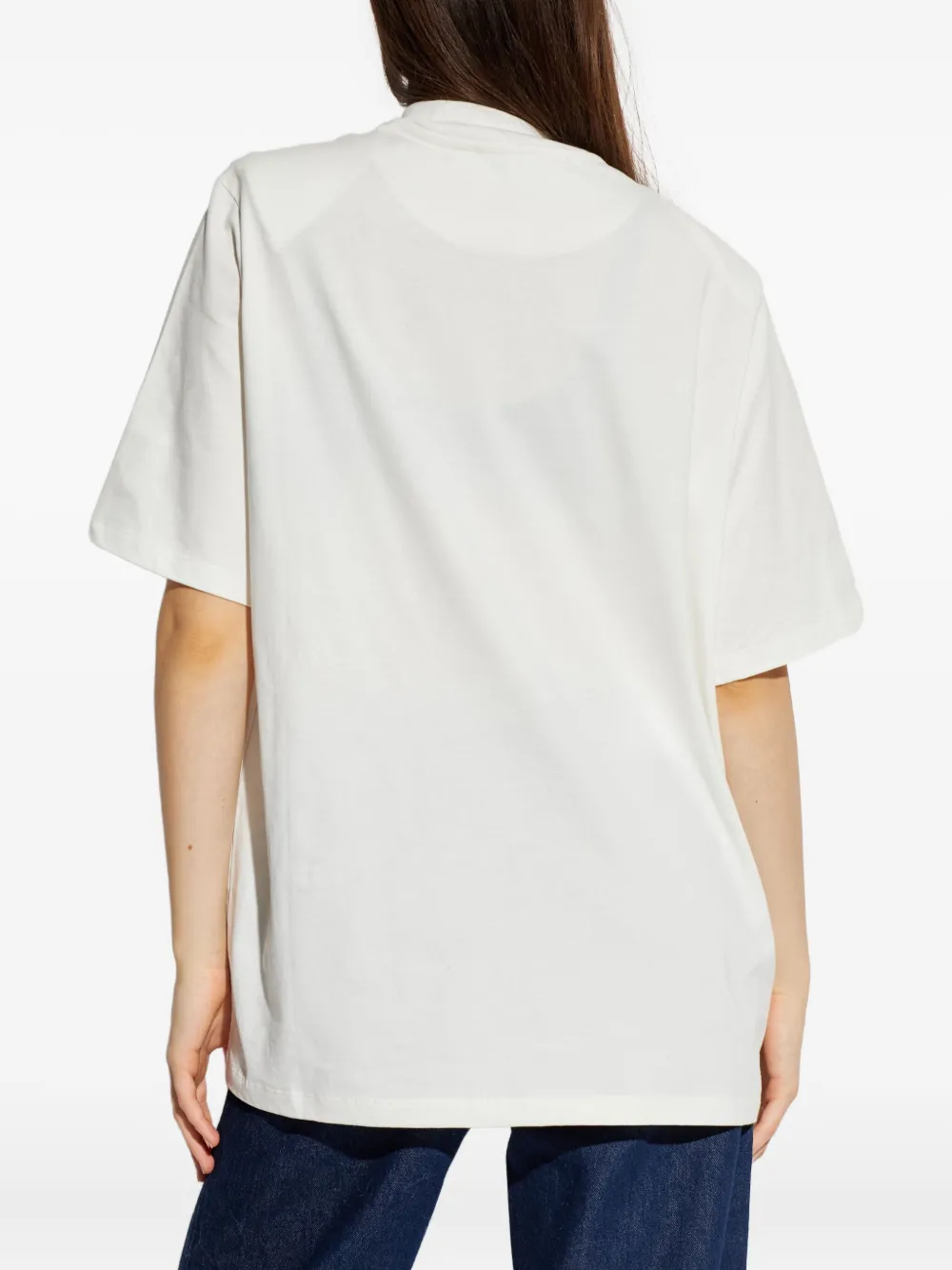 Attico Short Sleeve Crew Neck Straight Hem Top In White