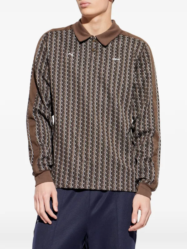 PUMA x JJJJound Patterned Polo Shirt | Brown | FARFETCH ZA