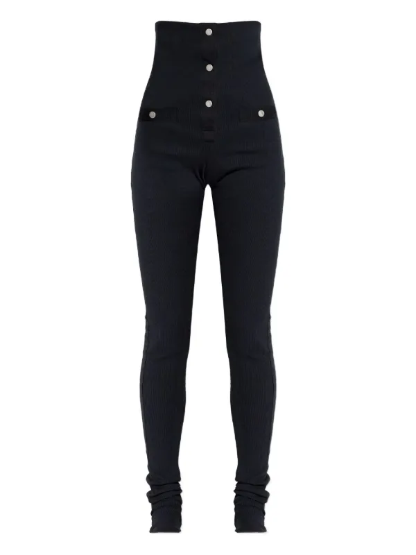The Attico Button Ribbed Trousers in Black