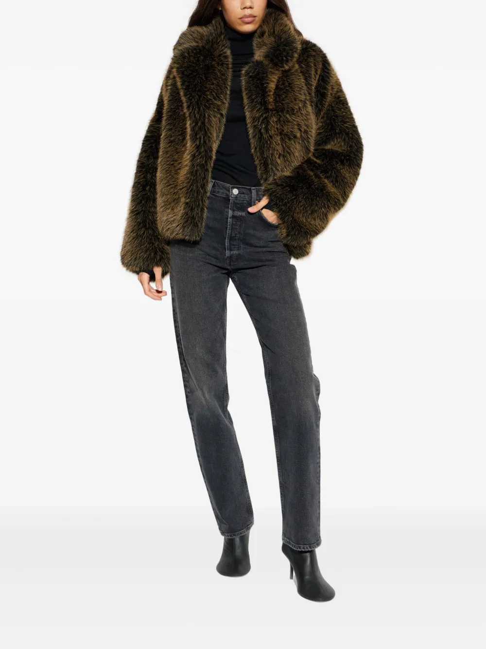 Stand Studio Faux-fur Jacket In Brown
