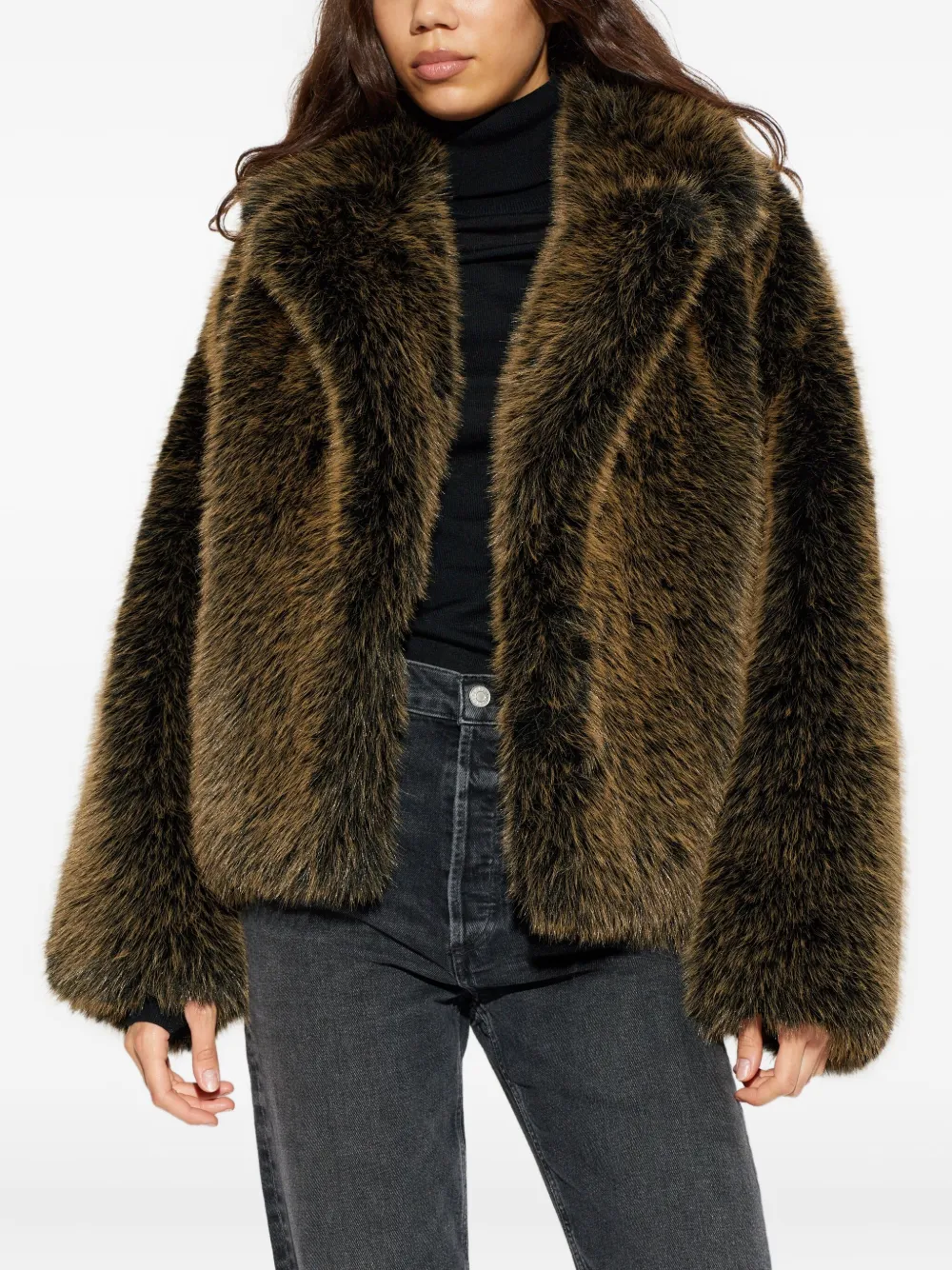 Stand Studio Faux-fur Jacket In Brown