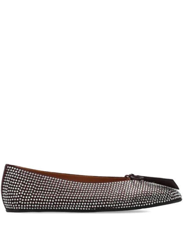 The Attico Bead-embellished Bow Ballet Flats in Brown