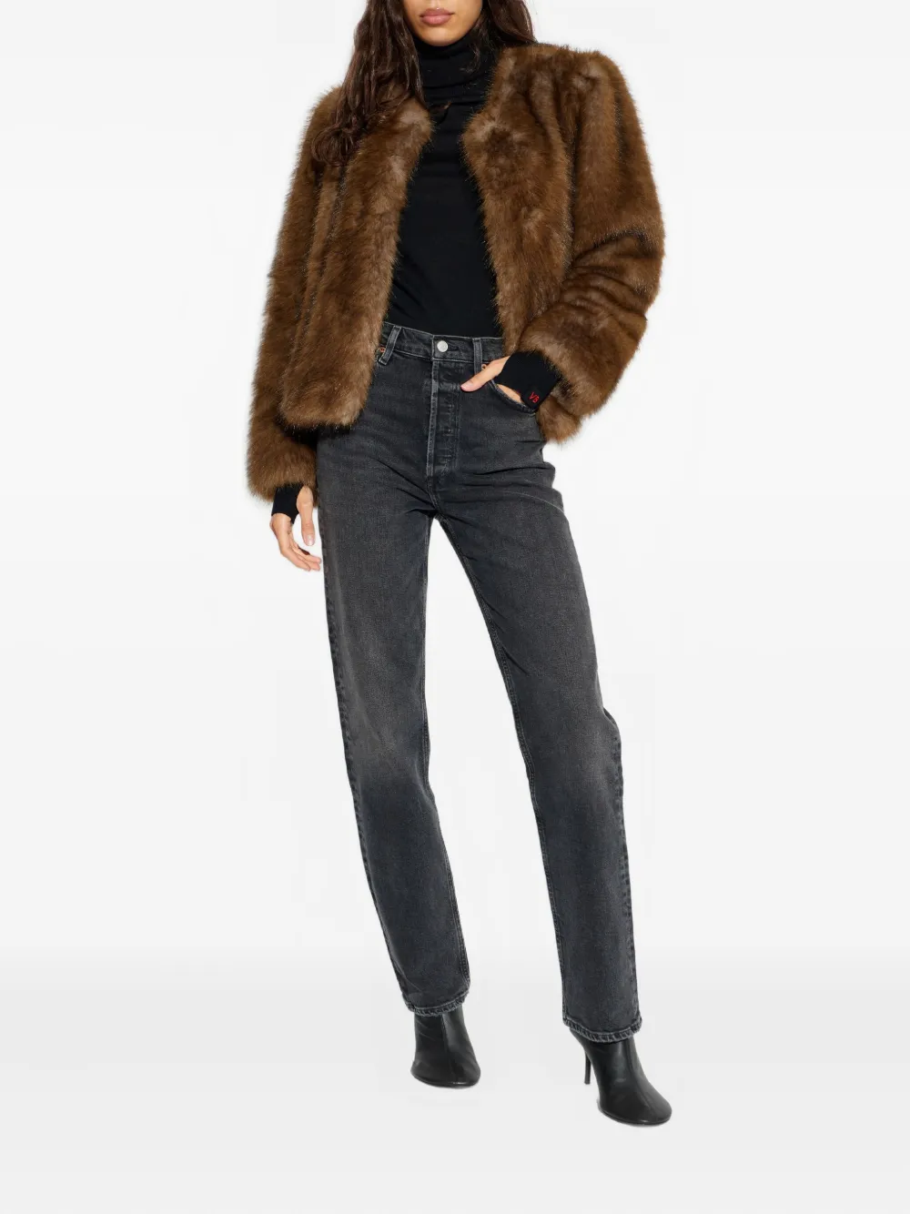 Stand Studio Faux-fur Jacket In Brown