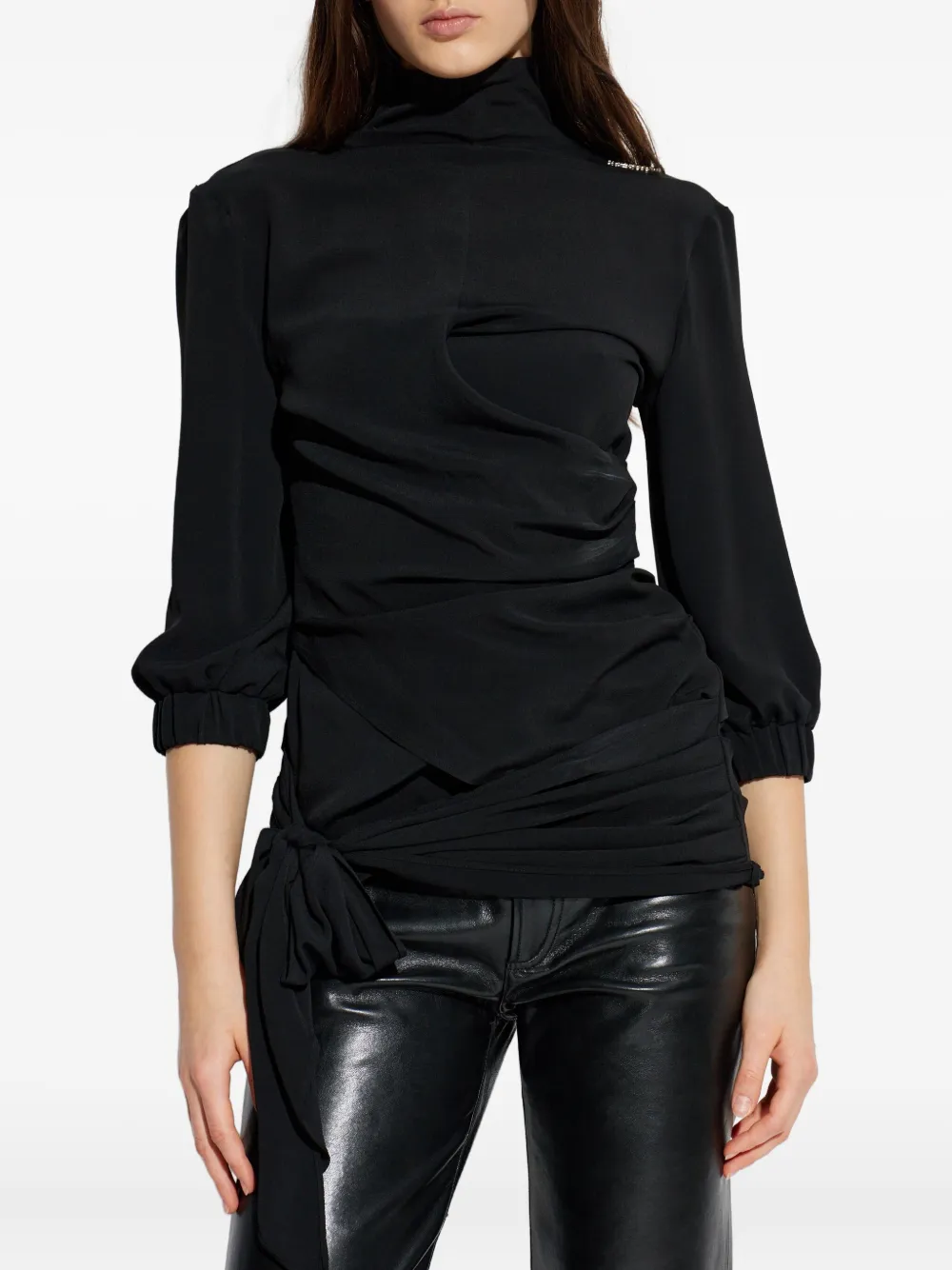The Attico Blouse met strikdetail Zwart
