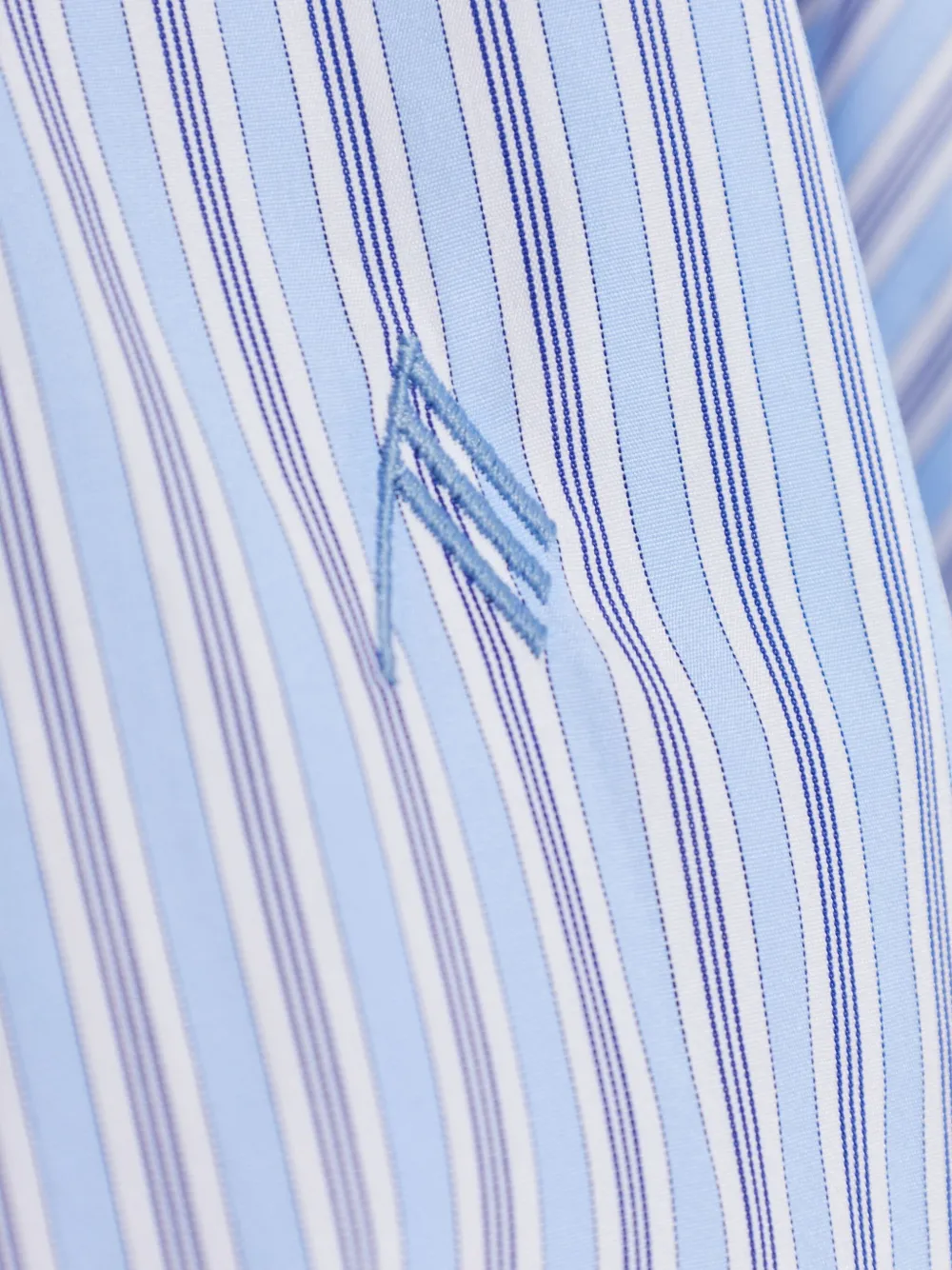 Attico Striped Embroidered Shirt In Blue