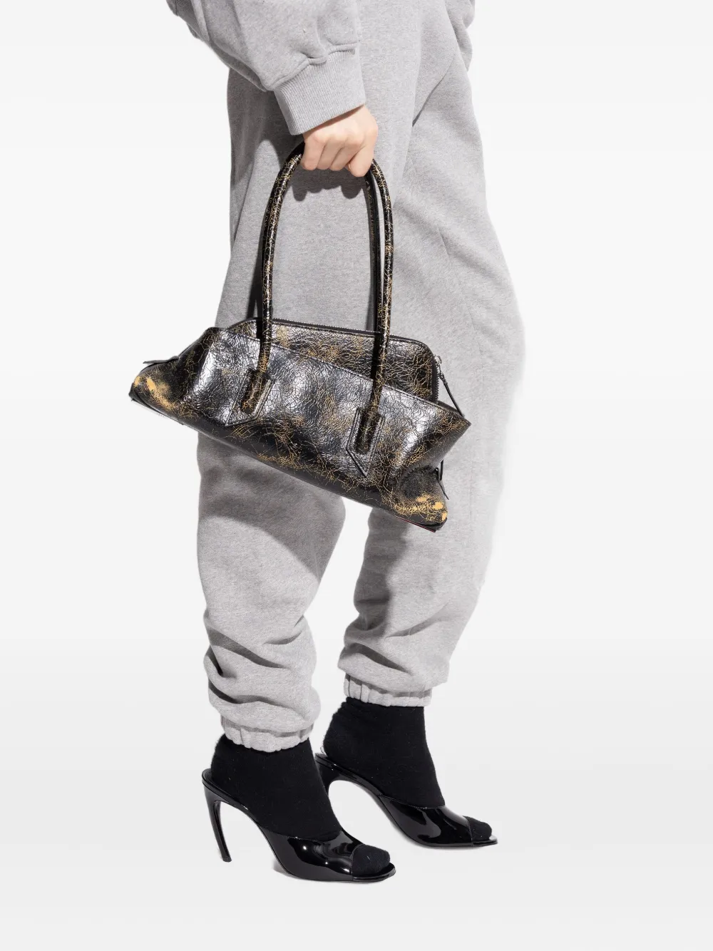 The Attico small La Passeggiata top-handle zip tote bag - Zwart