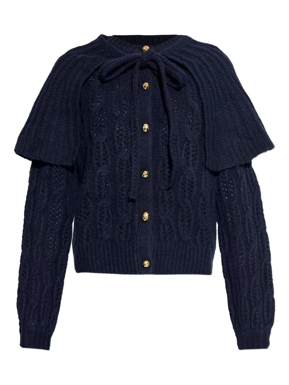 Frame The Cape Cable-knit Cardigan In Blue