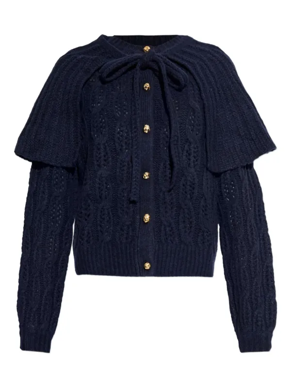 Frame The Cape Cable-knit Cardigan in Blue