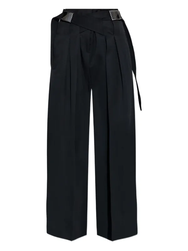 The Attico Buckle Pleated Trousers in Black