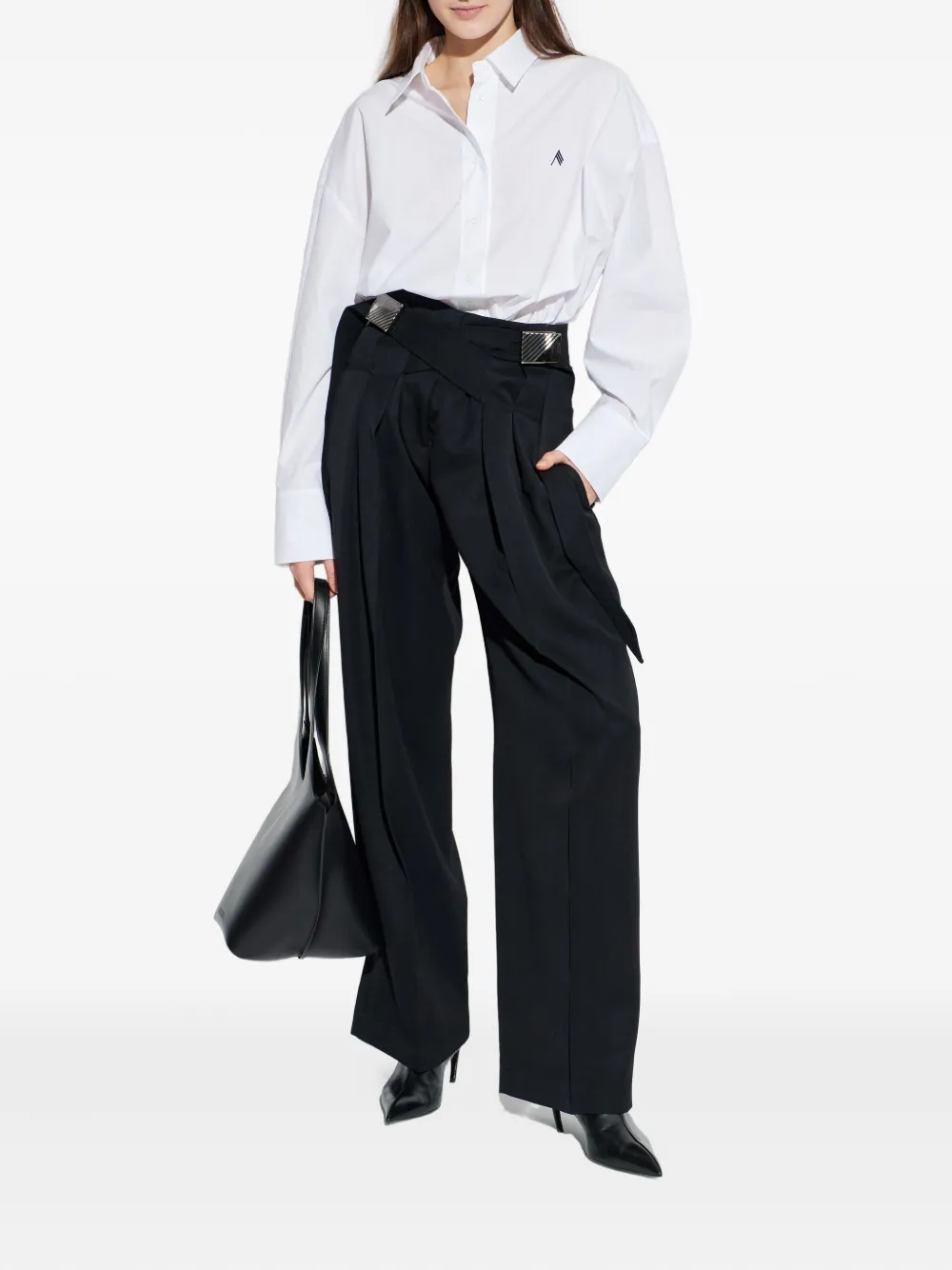 The Attico buckle pleated trousers - Zwart