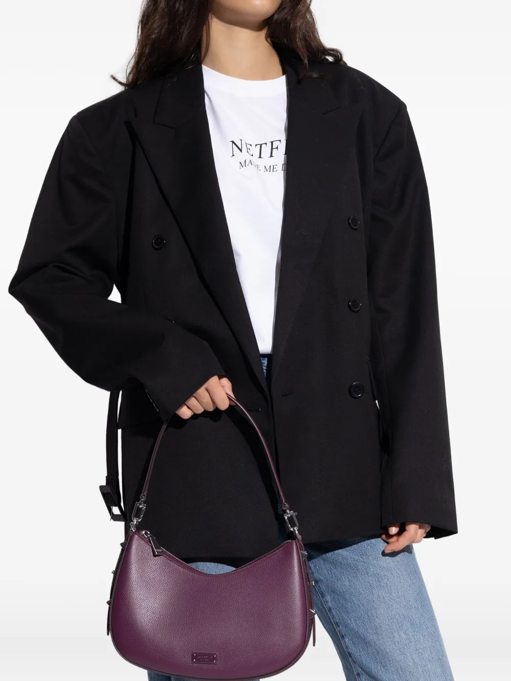 Kate Spade Liv studded leather shoulder bag - Paars