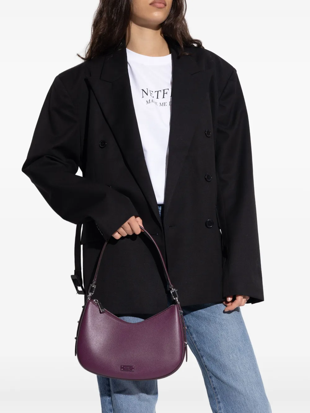 Kate Spade Liv leren schoudertas met studs Paars