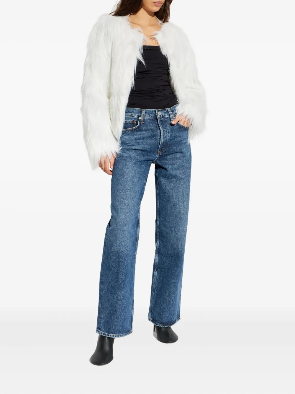 Stand Studio Eilish Faux-fur Jacket In White