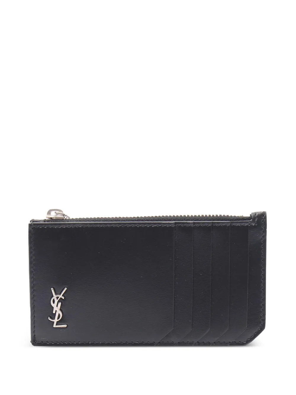 Saint Laurent Pre-Owned 2010-2025 レザー フラグメント ジップ カードケース - ブラック
