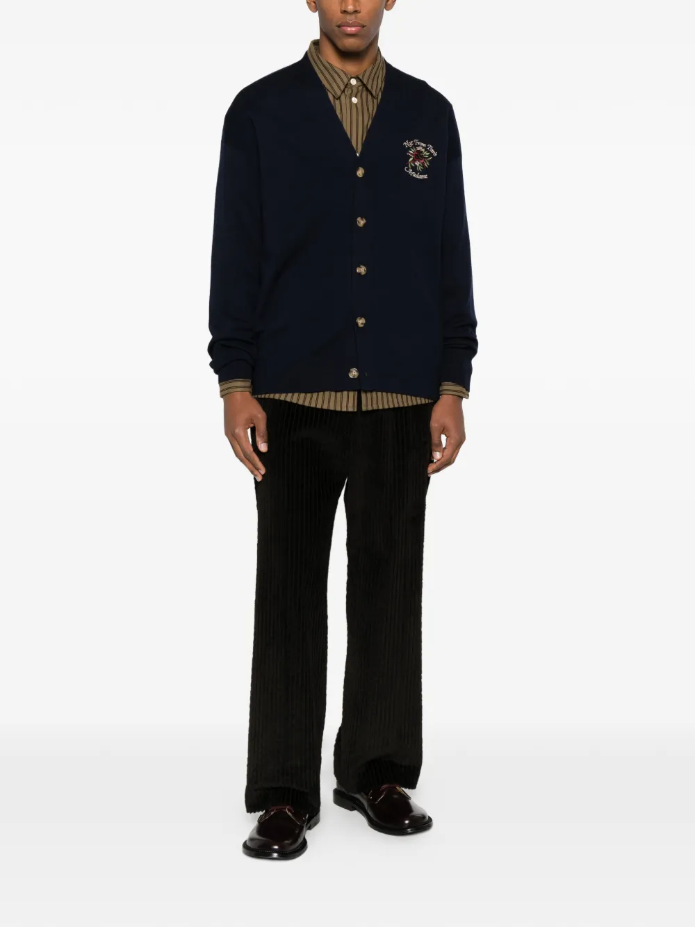 Drôle De Monsieur Vest met borduurwerk en knoop Blauw