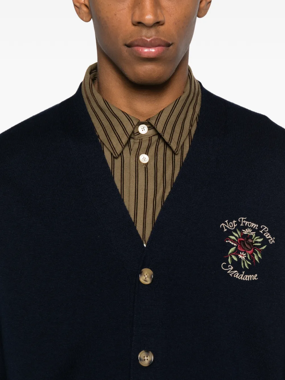 Drôle De Monsieur Vest met borduurwerk en knoop Blauw