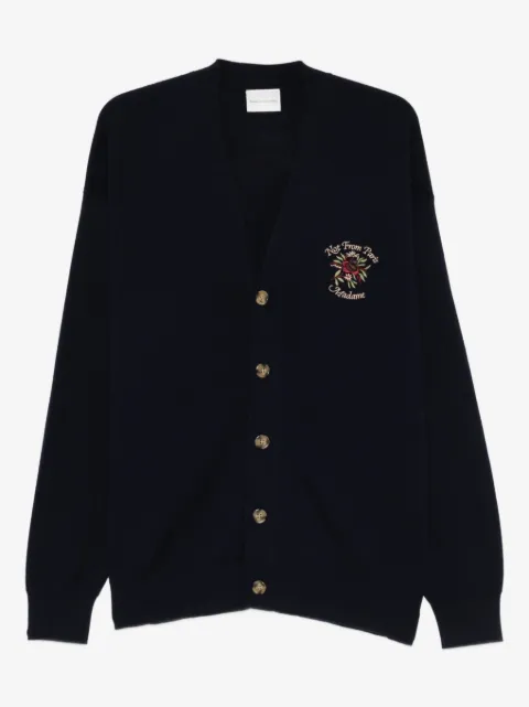 Drôle De Monsieur rose-embroidery button-up cardigan