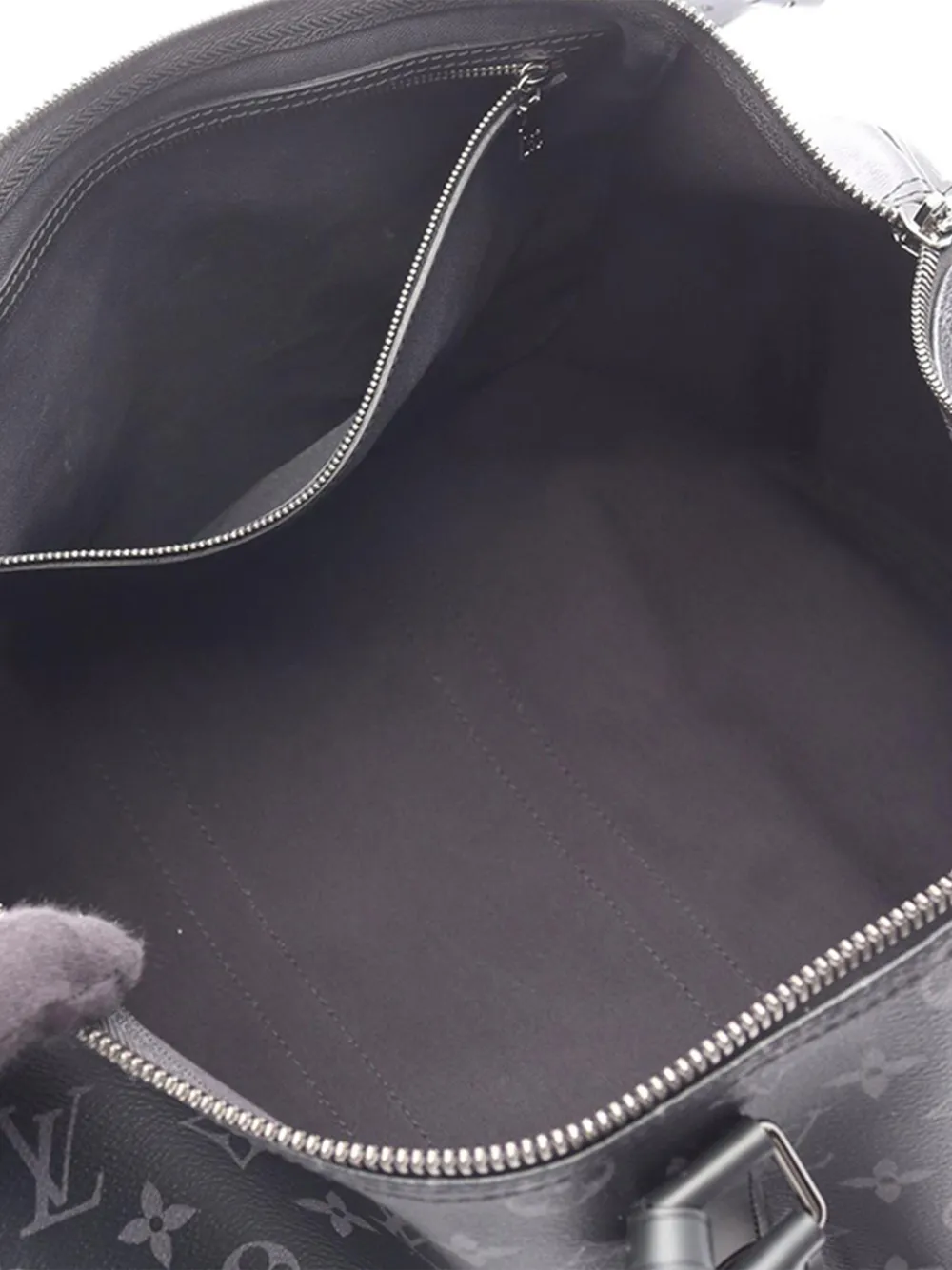 Pre-owned Louis Vuitton 2021-2025 Monogram Macassar Keepall Bandouliere 45 Travel Bag In Brown