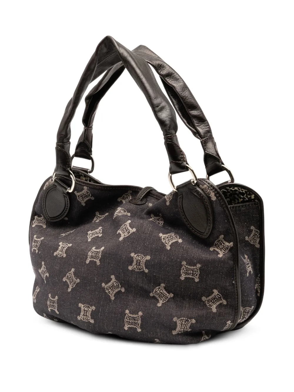 Pre-owned Celine 2008 Macadam Denim Bittersweet Hobo Bag In Brown