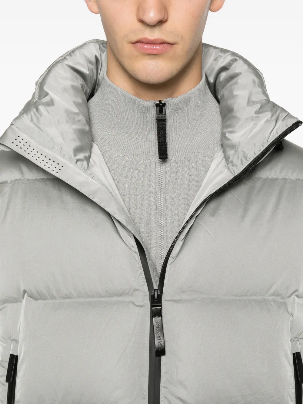 Alphatauri Hooded Zip-up Padded Jacket In Gray