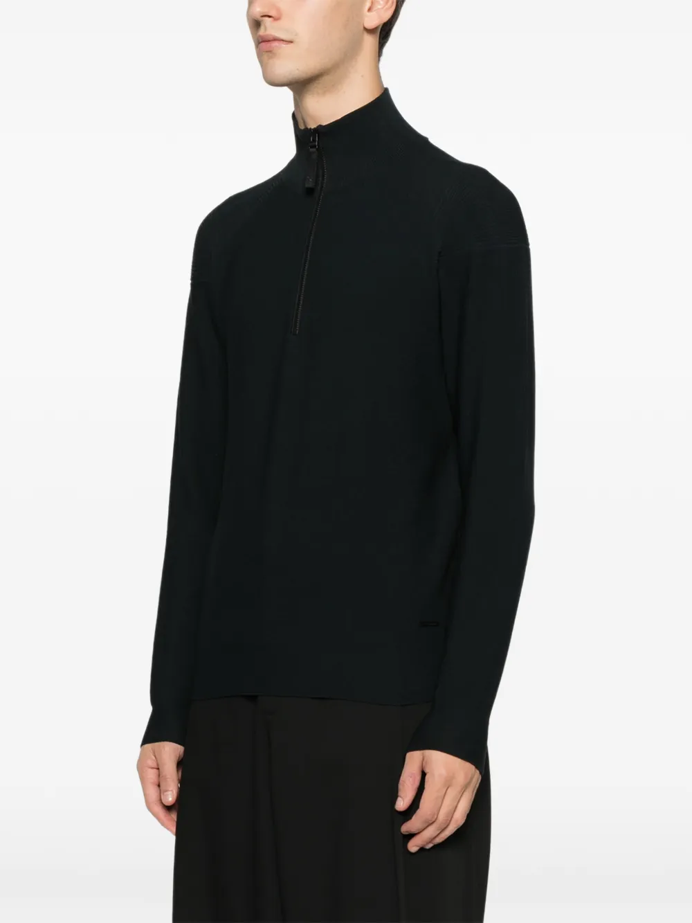 Alphatauri Half-zip Roll-neck Sweater In Black