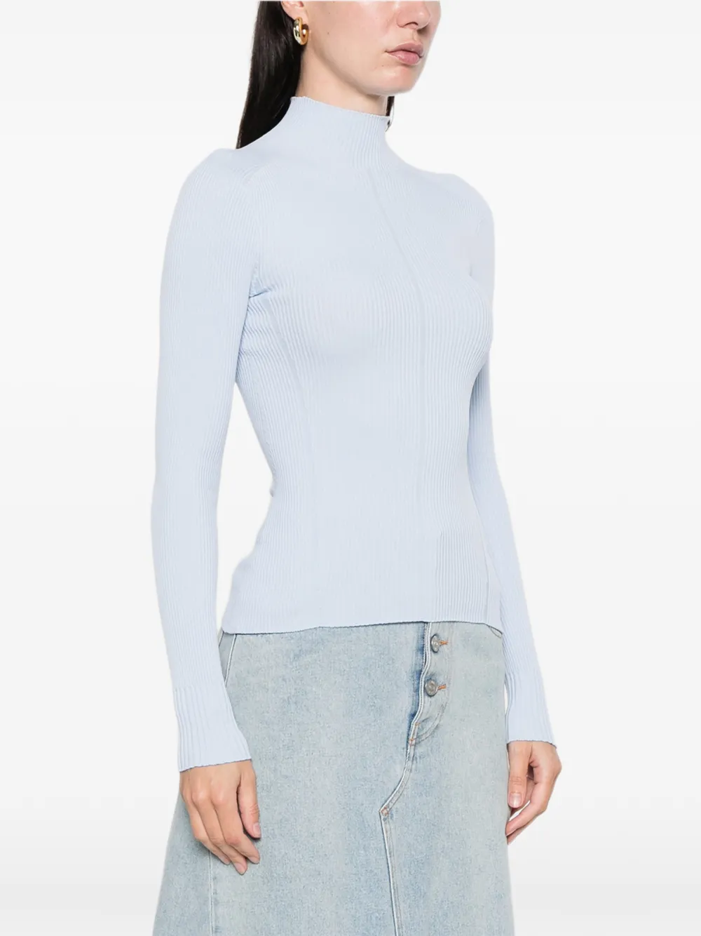 Alphatauri Fiona V1.y9.02 Ribbed Top In Blue