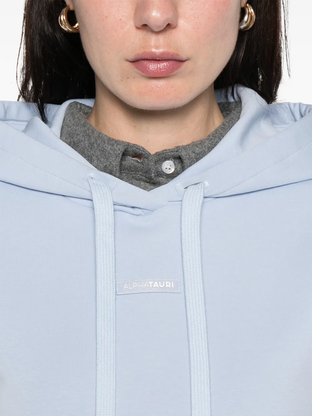 Alpha Tauri Drawstring Hooded Sweatshirt In Blue