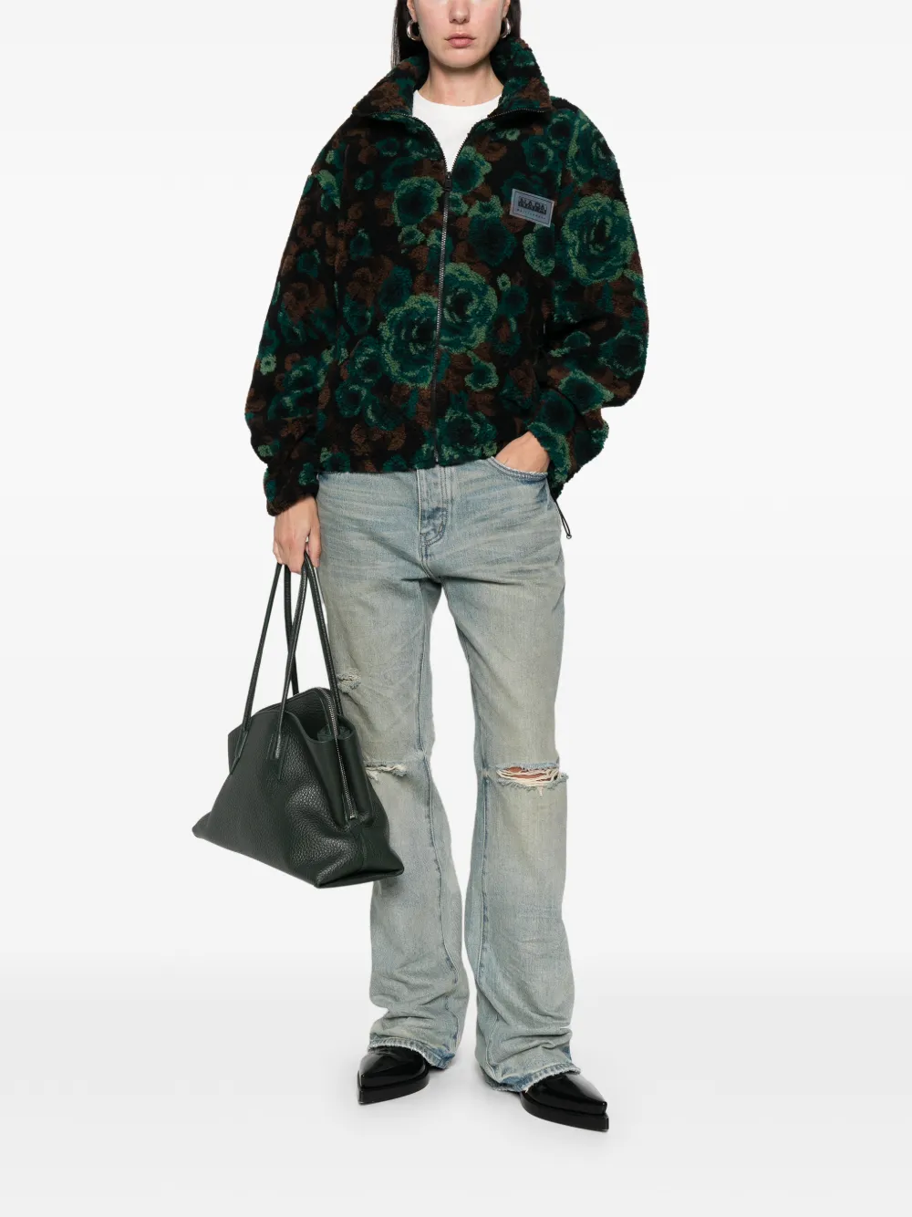 Napapijri Floral-pattern Zip-fastening Jacket In Green