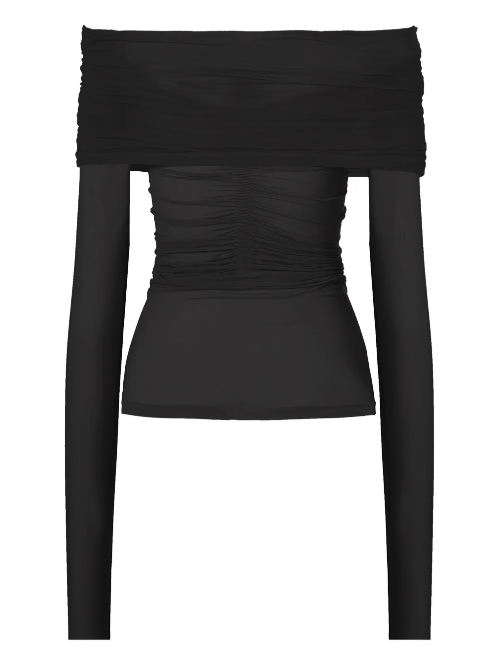 Wolford Gedrapeerde doorzichtige top met lange mouwen Zwart