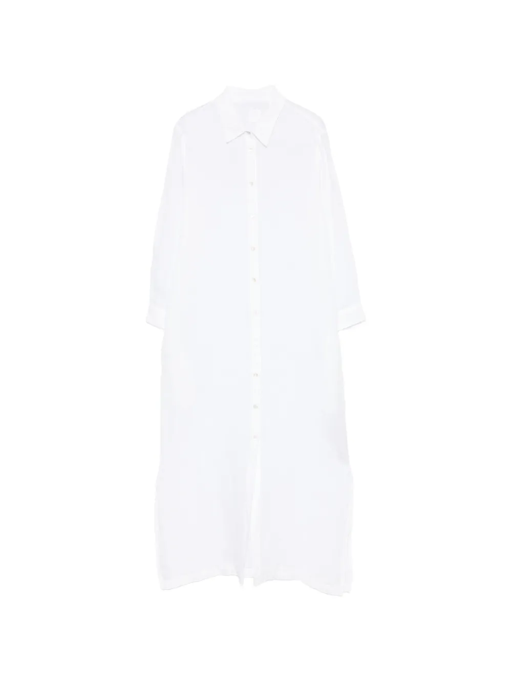 120% Lino longline button-down maxi dress - Bianco