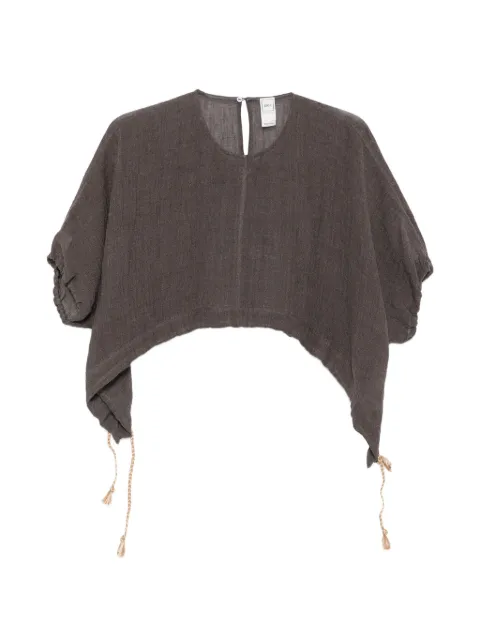 120% Lino asymmetric tassel-detail blouse