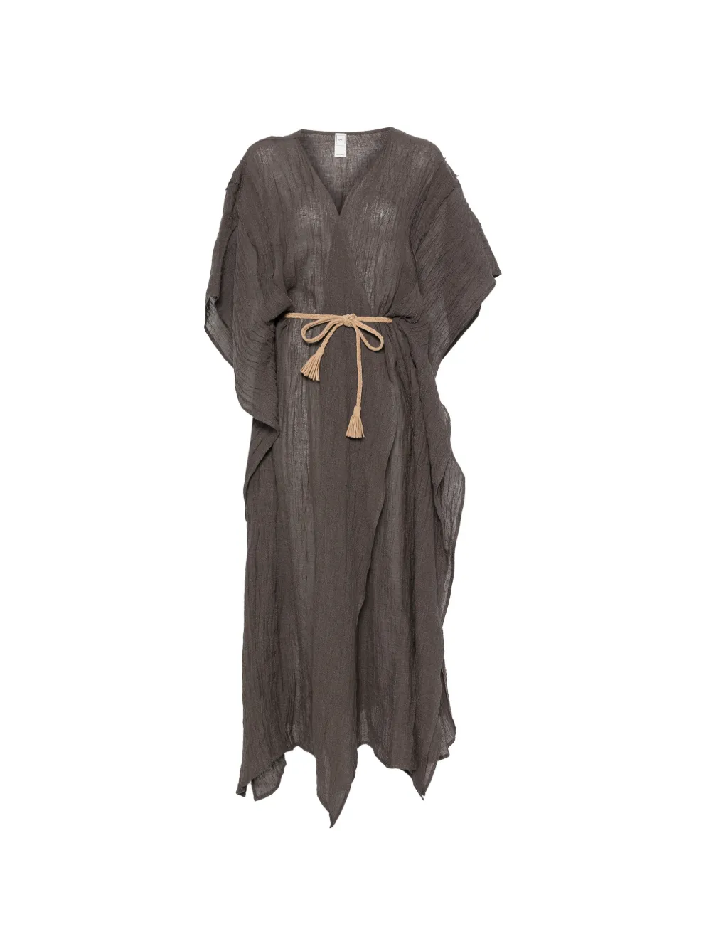 120% Lino belted kaftan maxi dress - Grigio